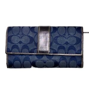 COPY - Coach Slim Trifold Wallet blue Black Logo canvas Print